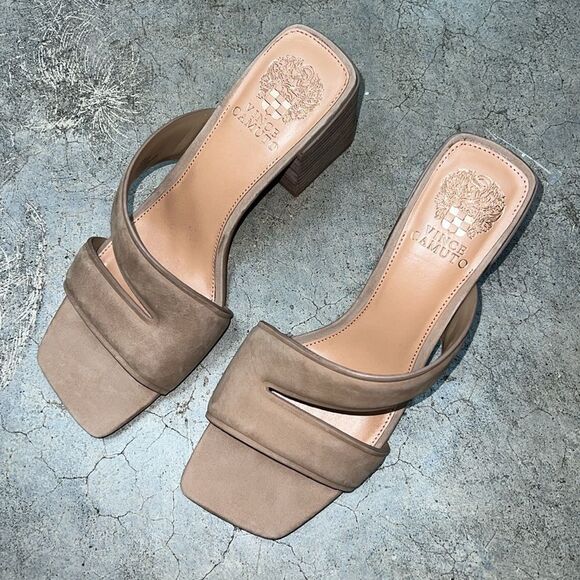 Vince Camuto, beige suede heels  - Picture 3 of 5